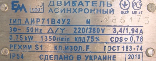 Номинальный и максимальный пусковой моменты асинхронного двигателя